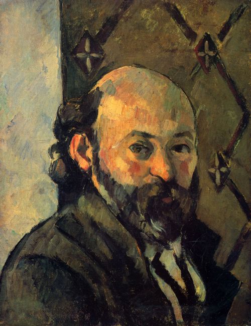 Czanne, Paul: Selbstportrt vor olivfarbener Tapete