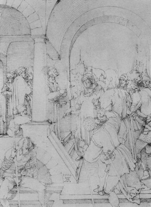 Drer, Albrecht: Zeichnungsfolge der sog. »Grnen Passion«, Entwurf: Christus vor Pilatus