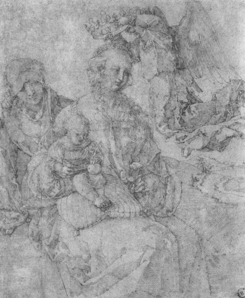 Drer, Albrecht: Maria mit Kind, von einem Engel gekrnt und Hl. Anna