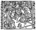 Drer, Albrecht: Illustration zum »Der Ritter vom Turn«, Szene: Das abgeschlagene Haupt eines Ritters beichtet einem Priester
