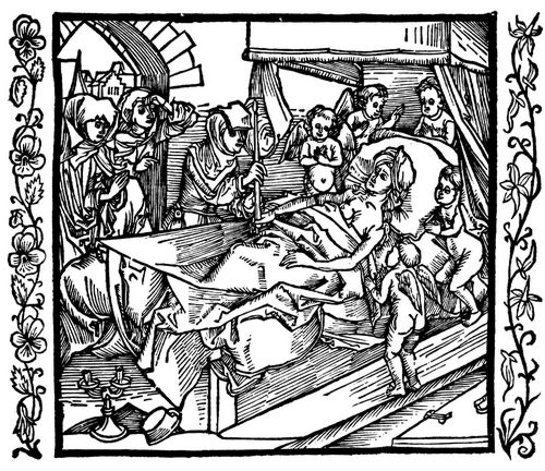 Drer, Albrecht: Illustration zum »Der Ritter vom Turn«, Szene: Engel am Totenbett der Grfin von Mainz
