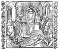 Drer, Albrecht: Illustration zum »Der Ritter vom Turn«, Szene: Eine leichtfertige Frau wird whrend der Messe ohnmchtig und fllt ihrem Liebhaber in die Arme