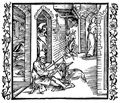 Drer, Albrecht: Illustration zum »Der Ritter vom Turn«, Szene: Der Seiler sieht einen Mnch aus der Kammer seiner Frau treten