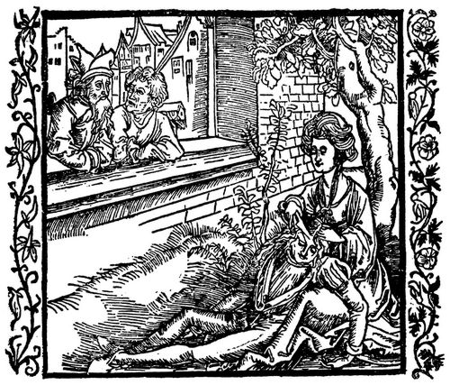 Drer, Albrecht: Illustration zum »Der Ritter vom Turn«, Szene: Delila schneidet Samson das Haar ab