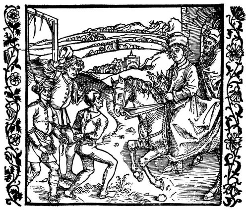 Drer, Albrecht: Illustration zum »Der Ritter vom Turn«, Szene: Catonet lt einen Missetter, der gehngt werden soll, frei