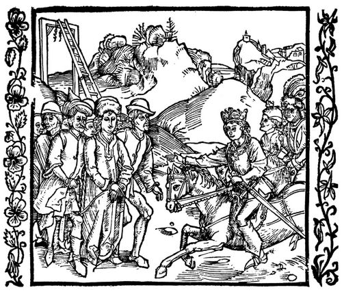 Drer, Albrecht: Illustration zum »Der Ritter vom Turn«, Szene: Der Sohn des Kaisers befreit Catonet