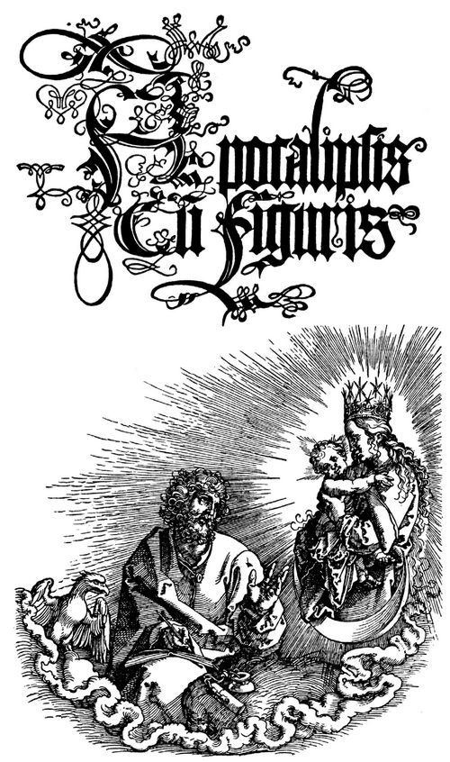Drer, Albrecht: Illustration zur »Apokalypse«, Frontispiz: Johannes vor der Muttergottes