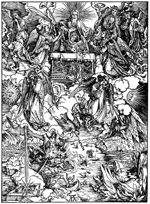 Drer, Albrecht: Illustration zur »Apokalypse«, Szene: Die sieben Posaunenengel